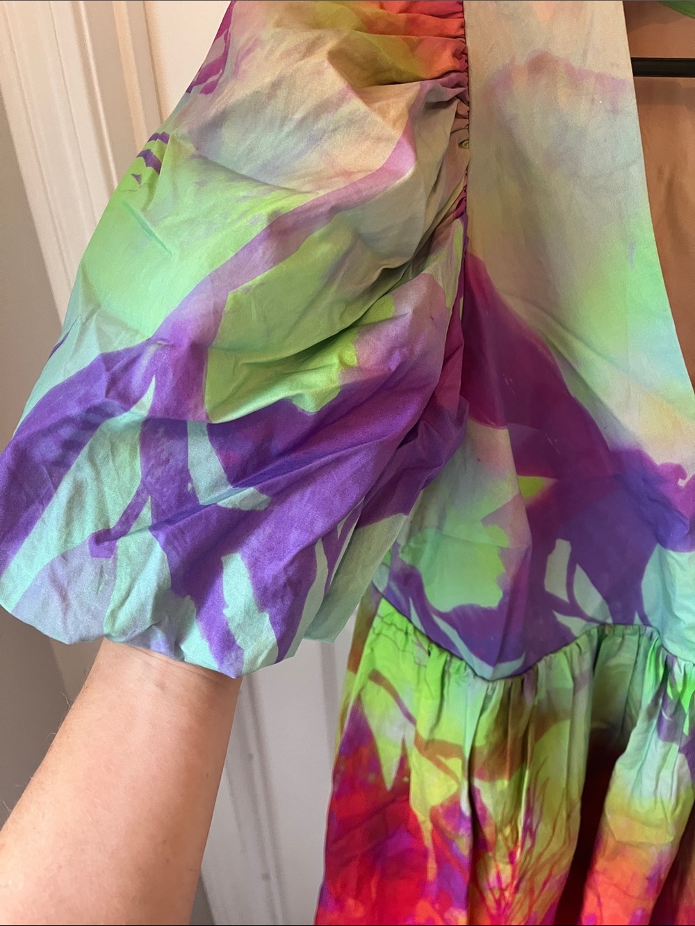Plenty by Tracy Reese Anthropologie Tie-Dye Puff Sleeve Dress NWT — Size M - Picture 5 of 10